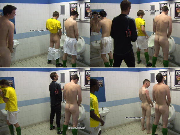 pissing football player on spy cam