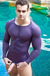 Muscle swimmer erected cock