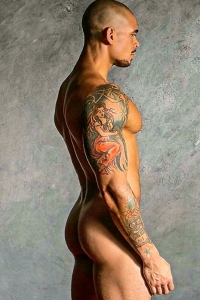 Tattoed guy naked